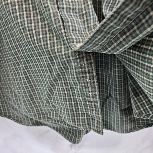 Columbia Shirt Mens Large Green Button Down Up Plaid Cotton Vintage Long Sleeve - Picture 8 of 10